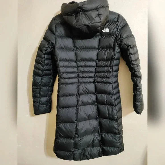 The North Face Long Black Puffer Coat Hooded Winter Parka Quilted Insulated Sm - Picture 3 of 10